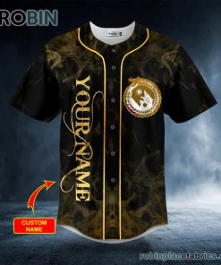 Gold Yinyang Wolf Odin King Viking Tattoo Custom Baseball Jersey Gold Yinyang Wolf Odin King Viking Tattoo Custom Baseball Jersey
