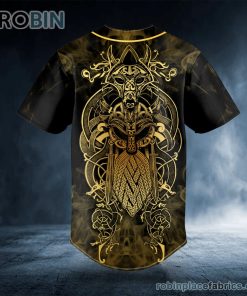 gold yinyang wolf odin king viking tattoo custom baseball jersey 500 3IftS