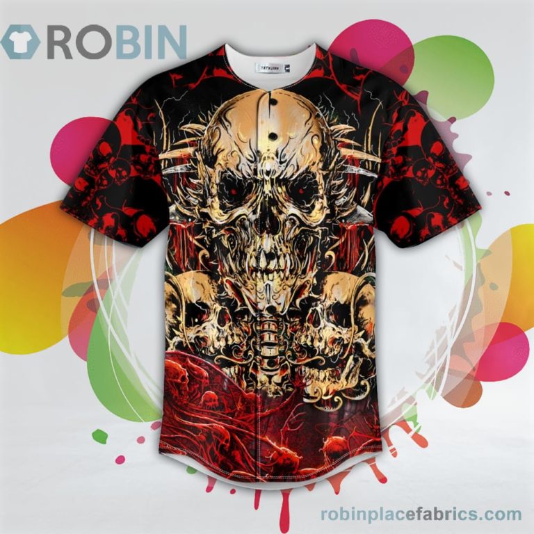 Golden Badass Skull Baseball Jersey RB2509