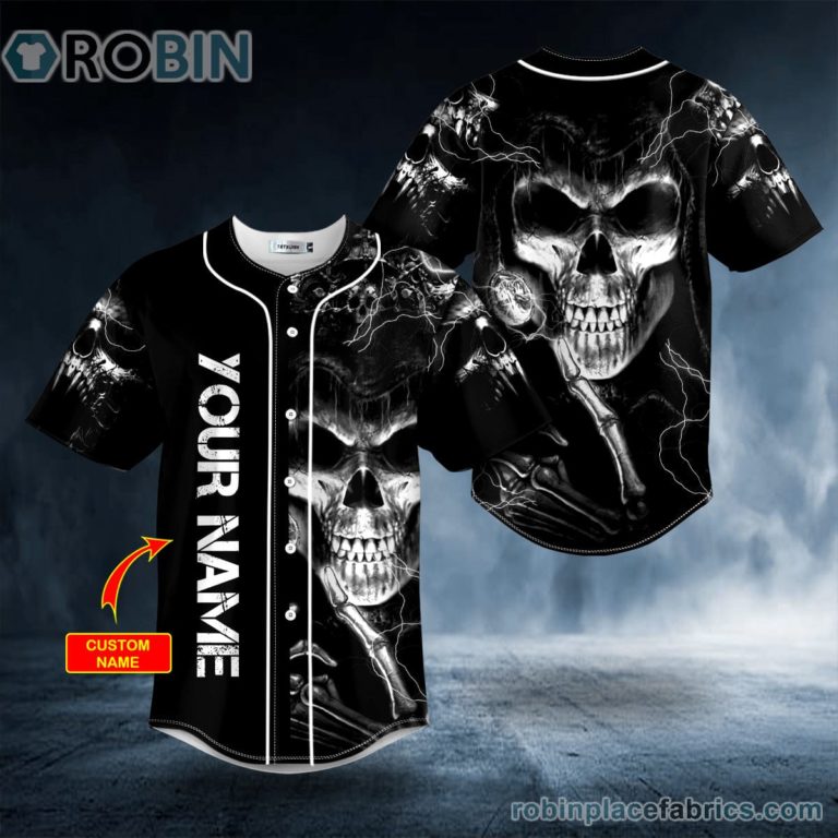 Gothic Skull Lightning Custom Baseball Jersey