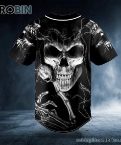 Gothic Skull Lightning Custom Baseball Jersey - RobinPlaceFabrics