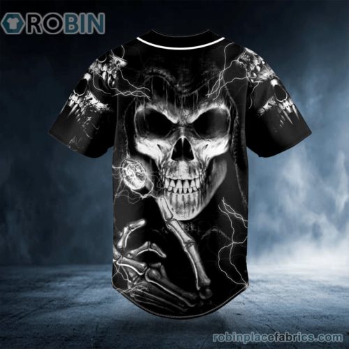 Gothic Skull Lightning Custom Baseball Jersey - RobinPlaceFabrics