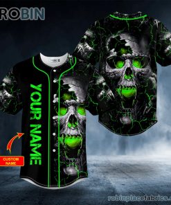 green amazing skull custom baseball jersey 110 aoQmx