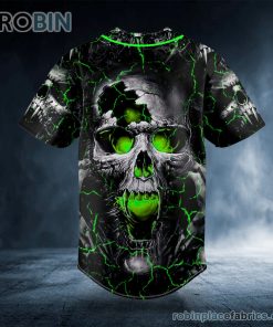 green amazing skull custom baseball jersey 307 fEZpb