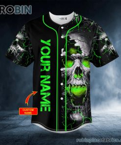 green amazing skull custom baseball jersey 497 XC0FX