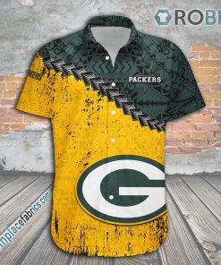 Green Bay Packers Casual Button Down Hawaiian Shirt Grunge Polynesian Tattoo – NFL