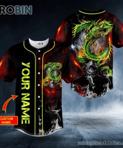 green dragon skull custom baseball jersey 109 GuJcW