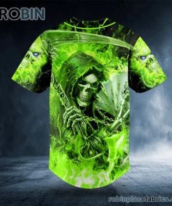 green lightning grim reaper custom baseball jersey 494 Cg2vL