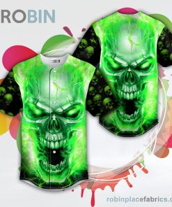 green lightning screaming skull baseball jersey rb686759 lssBp
