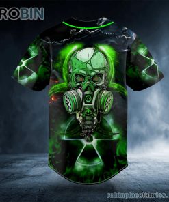 green neon biohazard skull custom baseball jersey 493 c0CPp