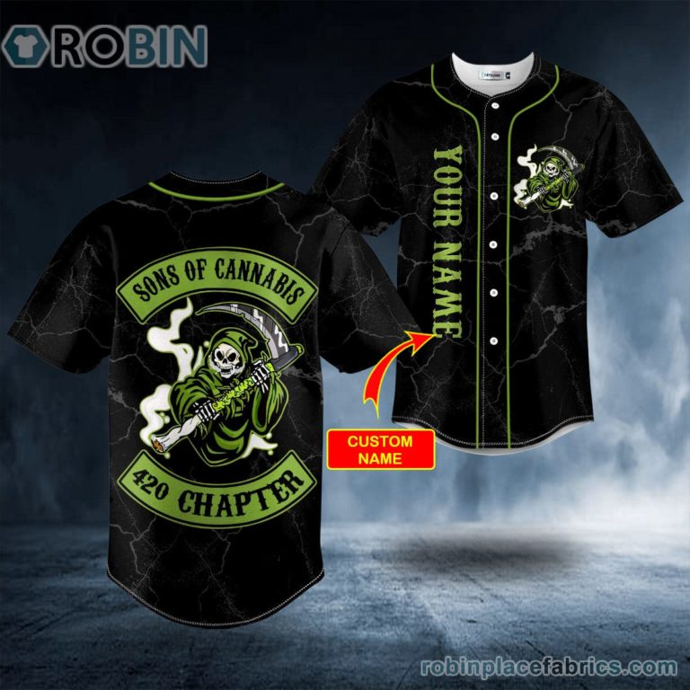 Green Son of Anarchy Grim Reaper Custom Baseball Jersey