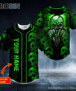 green zone biohazard skull custom baseball jersey 104 AmrDs