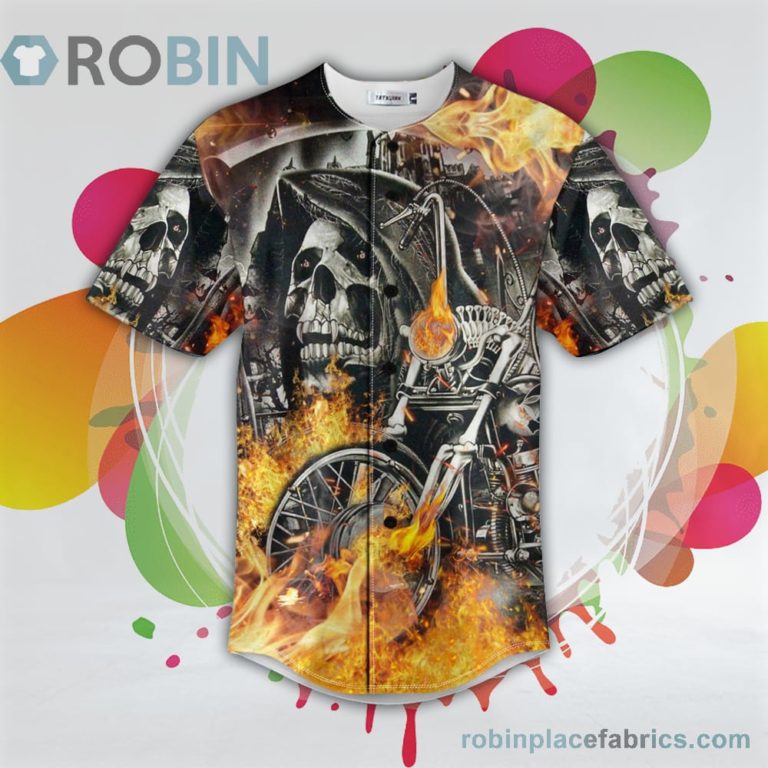 Grim Reaper Dead Racer Skull Baseball Jersey RB6986