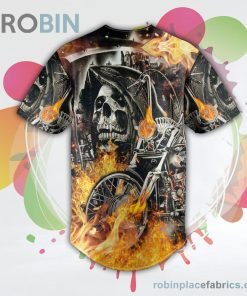 Grim Reaper Dead Racer Skull Baseball Jersey RB6986