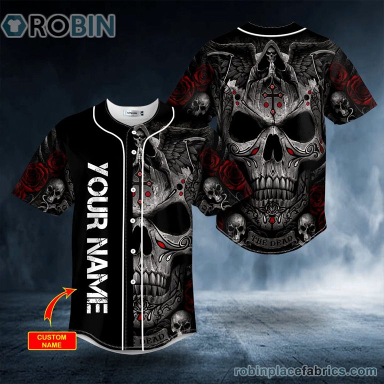Grim Reaper Praying Cross Skull Custom Baseball Jersey