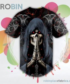 Grim Reaper Praying Skull Baseball Jersey RB3014 Grim Reaper Praying Skull Baseball Jersey RB3014