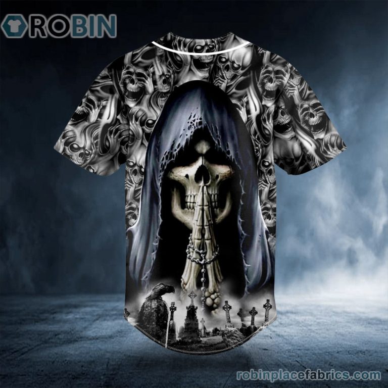 Grim Reaper Praying Skull Custom Baseball Jersey
