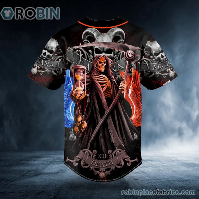 Grim Reaper Sand Clock Horned Skull Custom Baseball Jersey