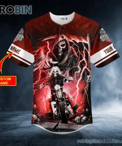 Grim Reaper The Hunt Ghost Rider Skull Custom Baseball Jersey Grim Reaper The Hunt Ghost Rider Skull Custom Baseball Jersey