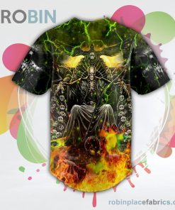 Grim Reaper Throne Zombie Ghost Fire Lightning Skull Baseball Jersey RB4326 Grim Reaper Throne Zombie Ghost Fire Lightning Skull Baseball Jersey RB4326