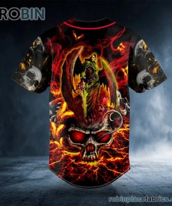 grim reaper wings lightning skull custom baseball jersey 294 W8z5U