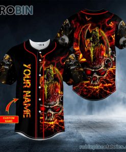 grim reaper wings lightning skull custom baseball jersey 95 RsgXX
