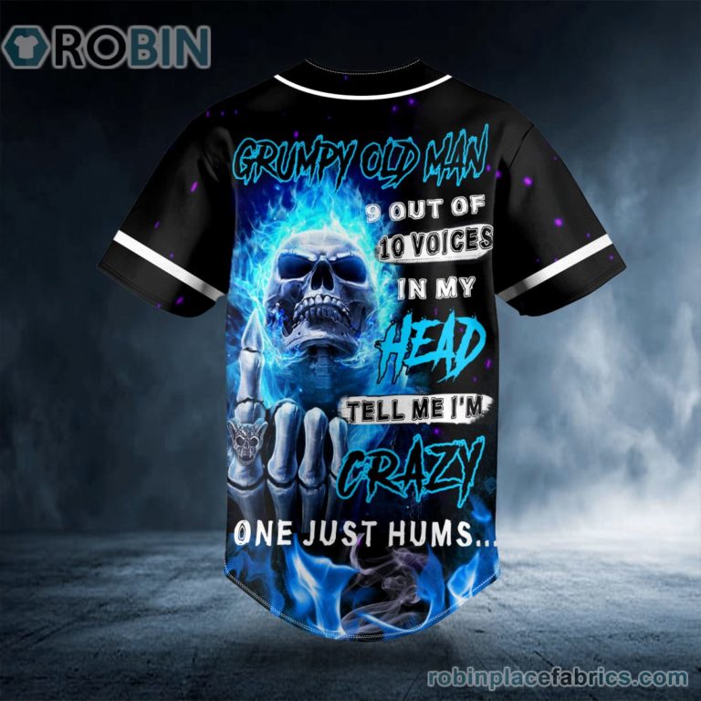 Grumpy Old Man 9 Out Of 10 Voices Skull Custom Baseball Jersey