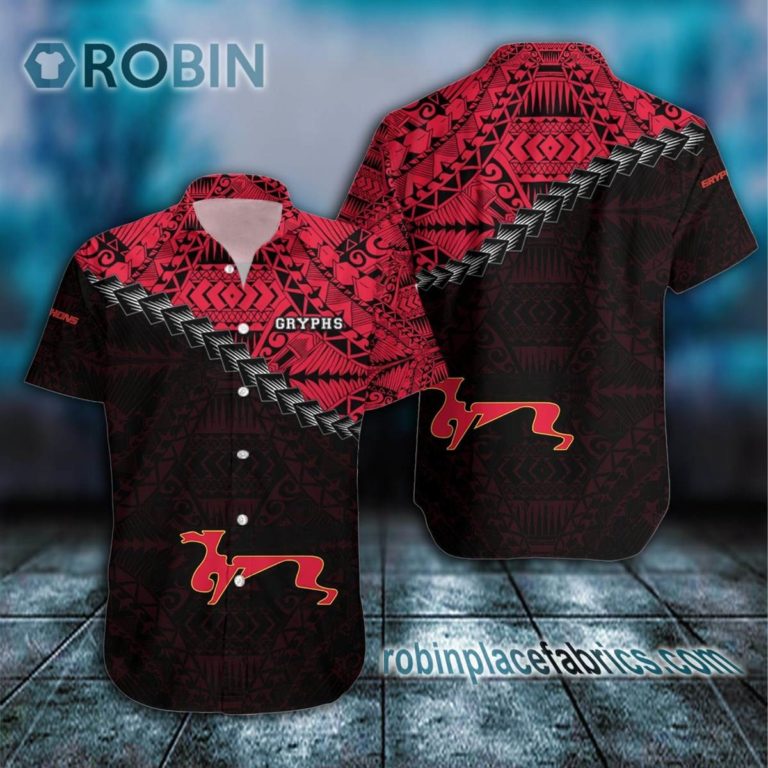 Guelph Gryphons Casual Button Down Hawaiian Shirt Grunge Polynesian Tattoo – CA CIS