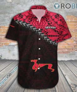 Guelph Gryphons Casual Button Down Hawaiian Shirt Grunge Polynesian Tattoo – CA CIS