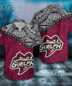 Guelph Storm Casual Button Down Hawaiian Shirt Grunge Polynesian Tattoo – CA HOCKEY