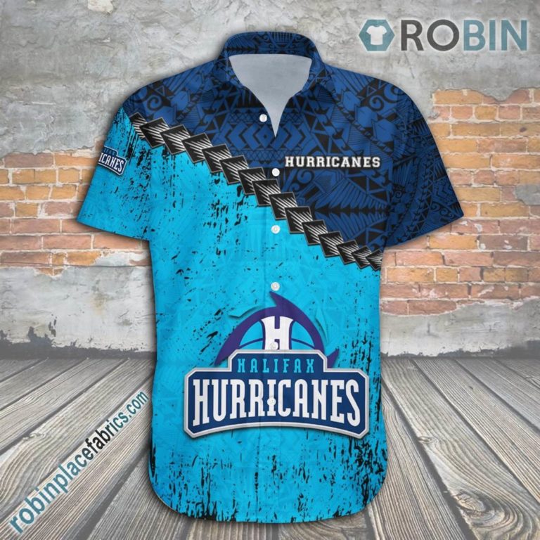 Halifax Hurricanes Casual Button Down Hawaiian Shirt Grunge Polynesian Tattoo – CA BASKETBALL