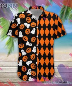 Halloween Boo Pumpkin Hawaiian Shirt, Casual Short Sleeve Shirt