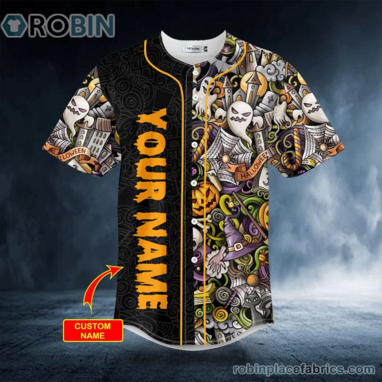 Halloween Doddle Skull Custom Baseball Jersey