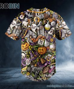 Halloween Doddle Skull Custom Baseball Jersey