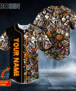 halloween doddle skull custom baseball jersey 91 PyeGQ