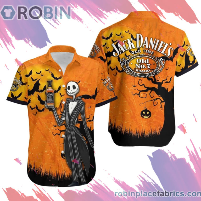Halloween Jack Daniel?s Jack Skellington Hawaiian Shirt, Casual Short Sleeve Shirt