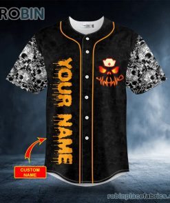 happy halloween custom skull baseball jersey 289 FoJot