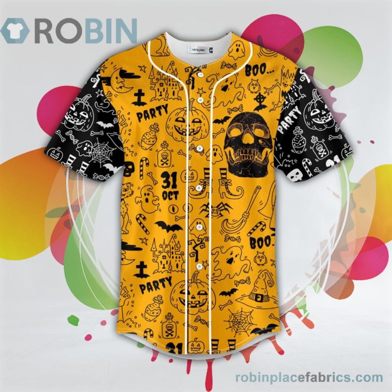 Happy Halloween Head Skull Baseball Jersey RB6098