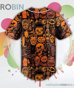 Happy Halloween Pattern Pumpkin Skull Baseball Jersey RB7760