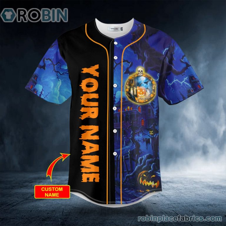 Happy Halloween Personalized Skull Baseball Jersey