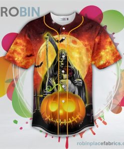 happy halloween pumpkin couple skull baseball jersey rb8762140 fbqGg