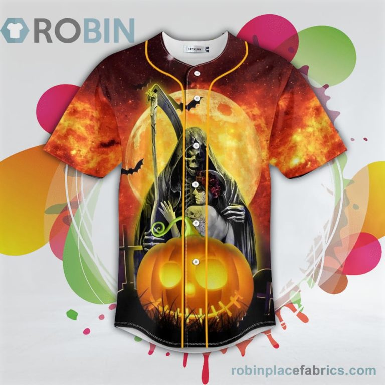 Happy Halloween Pumpkin Couple Skull Baseball Jersey RB8762