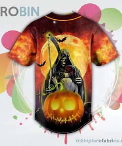 Happy Halloween Pumpkin Couple Skull Baseball Jersey RB8762 Happy Halloween Pumpkin Couple Skull Baseball Jersey RB8762