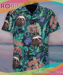 Happy Sloth Casual Button Down Hawaiian Shirts