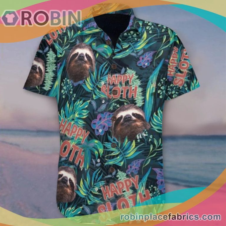 Happy Sloth Casual Button Down Hawaiian Shirts