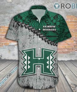 Hawaii Rainbow Warriors Casual Button Down Hawaiian Shirt Grunge Polynesian Tattoo – NCAA