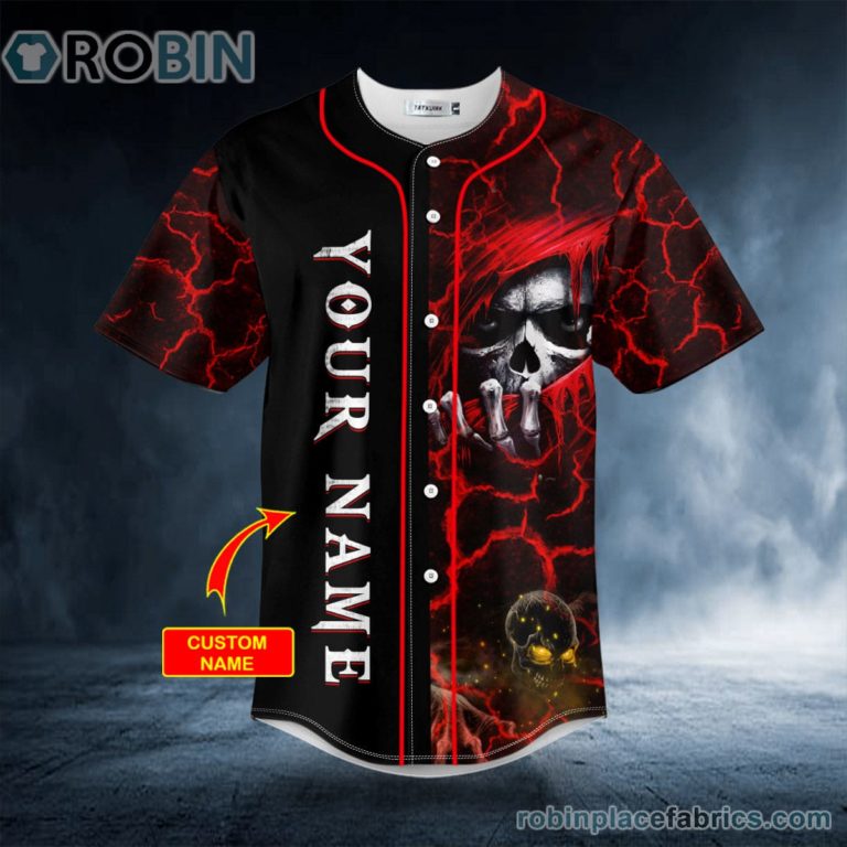 Heaven Don’t Want Me Red Hood Grim Reaper Skull Custom Baseball Jersey