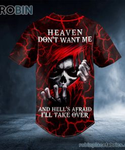 Heaven Don’t Want Me Red Hood Grim Reaper Skull Custom Baseball Jersey Heaven Don’t Want Me Red Hood Grim Reaper Skull Custom Baseball Jersey
