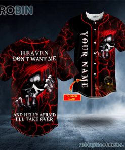 heaven dont want me red hood grim reaper skull custom baseball jersey 86 4fShw
