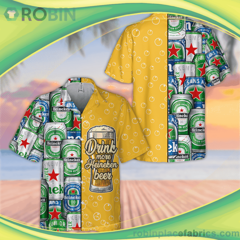Heineken Beer Short Sleeve Button Down Hawaiian Shirt